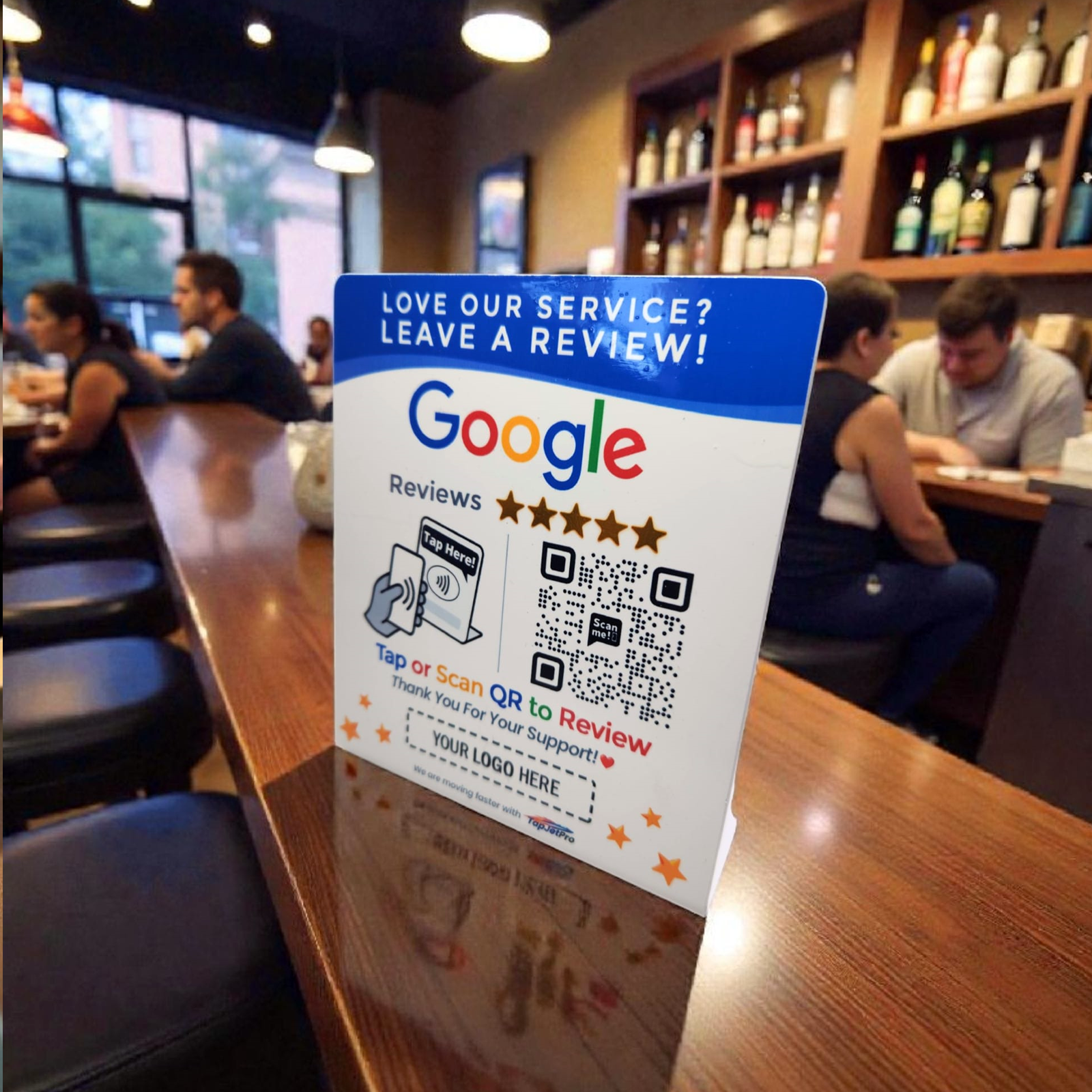 TapJetPro Custom Logo Google Review Stand with NFC and QR Code